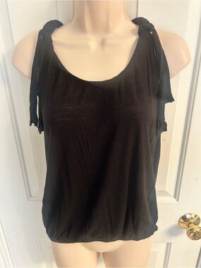 Women’s Juniors Forever 21 Black Racerback Tank Top w/ Tassles, Size small